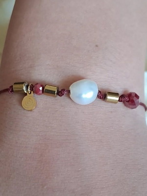 Handmade bracelet with pearl and hematite new
