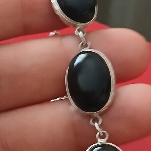 Silver 925 bracelet with obsidian for many sizes like new