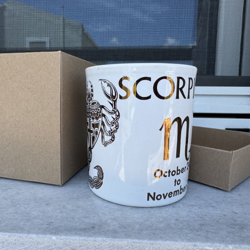 Coffee mug with Scorpio zodiac sign new