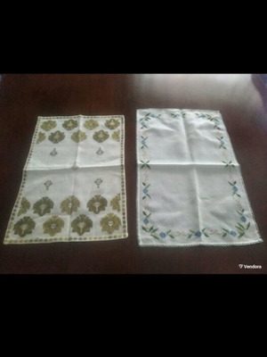 Vintage coffee cloths cross-stitch embroidery, like new, set of two
