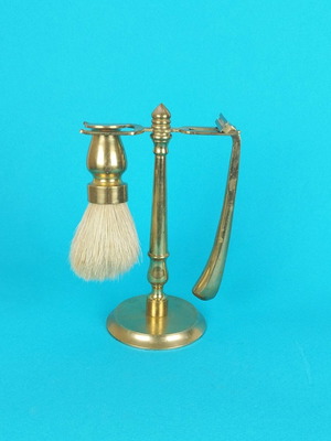 Shaving souvenir set used, brass