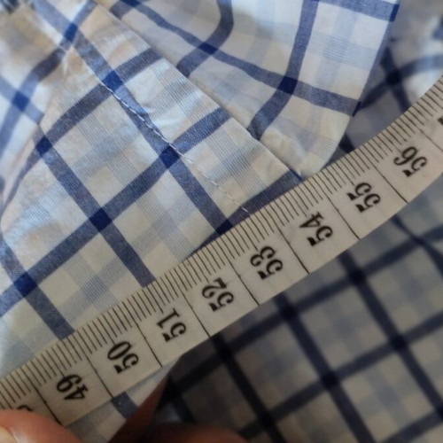 Men's XXL long-sleeve checkered shirt, white and blue
