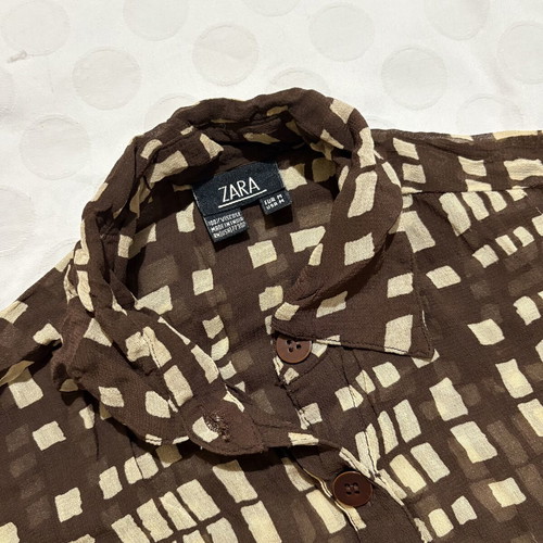 Zara vintage short-sleeve shirt beige and brown, like new, size M
