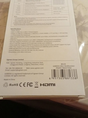 Ugreen 10-in-1 USB-C Hub adapter like new, 100W, 4K HDMI