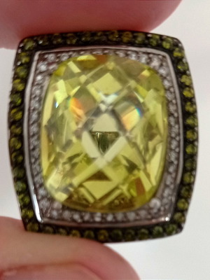 Statement silver 925 ring with citrine, new