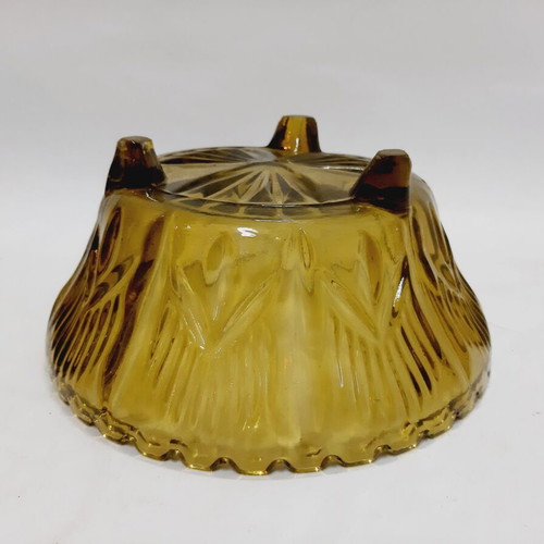 Vintage amber glass bowl from Czechoslovakia like new, 20.5 cm