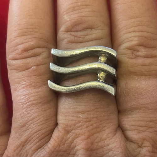 925 750 silver gold solid ring, size 58