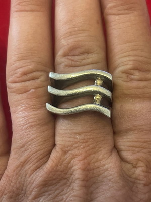 925 750 silver gold solid ring, size 58