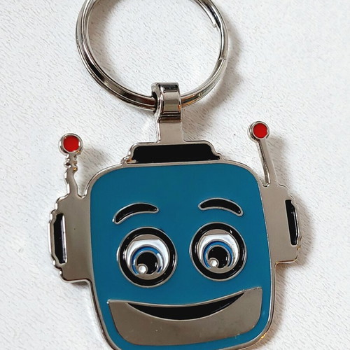 Metal Robot Keychain Tech it easy! used, petrol color