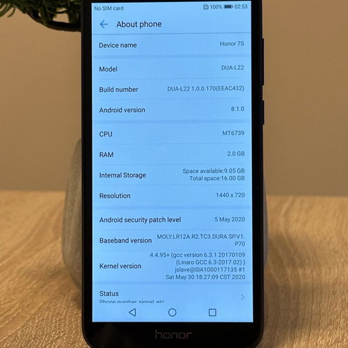 Honor 7S DUA-L22 smartphone like new, 16GB, dual SIM, blue