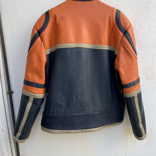 Leather motorcycle jacket used, size XL, Blue Union