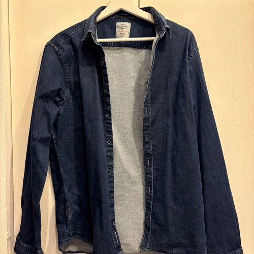 Manetti men's denim shirt size L like new, slim fit, dark blue