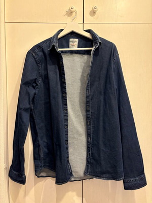 Manetti men's denim shirt size L like new, slim fit, dark blue