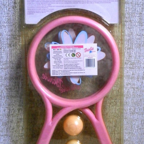 Barbie set of 4 inflatable boat, life buoy, swimming goggles, rackets new with box