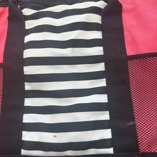 Victoria Secret beach-gym bag used, pink and black striped design