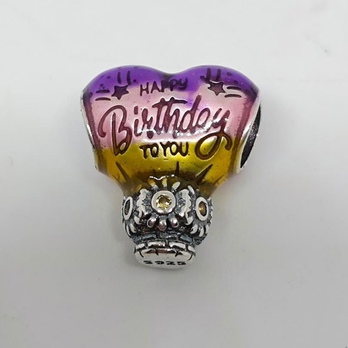 925 Silver Charm Hot Air Balloon Happy Birthday like new