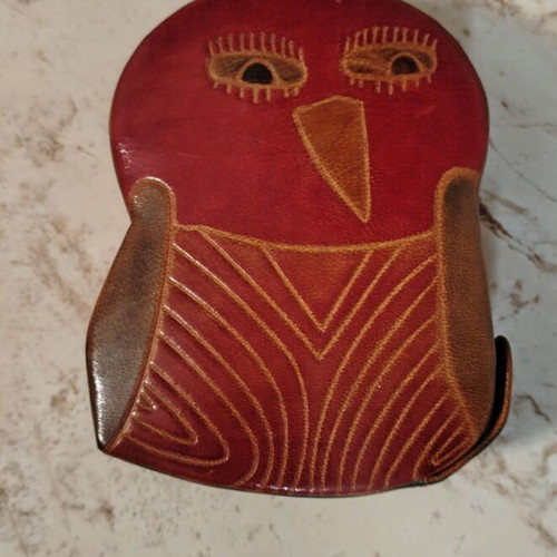 Leather ethnic piggy bank new with side door