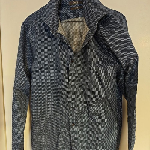 Jake's Collection shirt used, blue with micro-pattern, slim fit