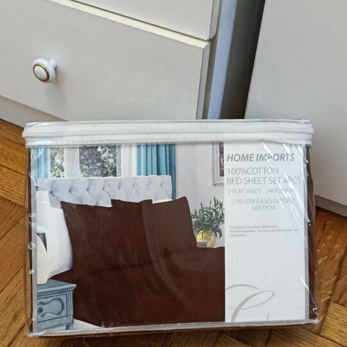 Home Imports 4-Piece Cotton Bed Sheet Set new with bath towel gift