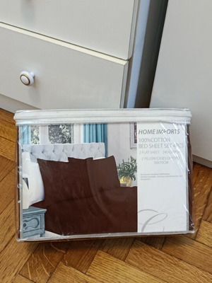 Home Imports 4-Piece Cotton Bed Sheet Set new with bath towel gift