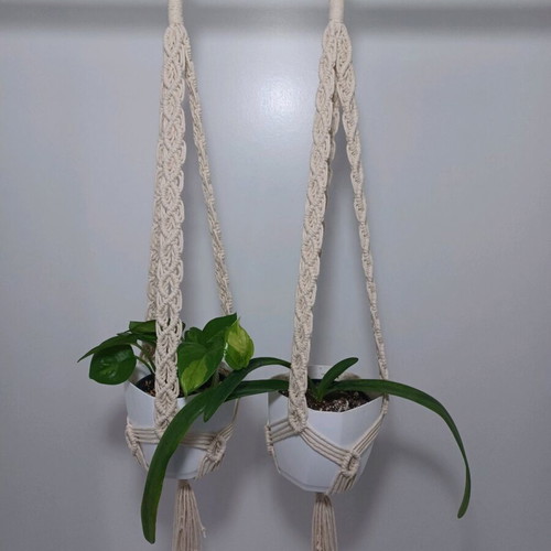 Macrame Hanging Planters Set of 2 New, 11 cm Diameter