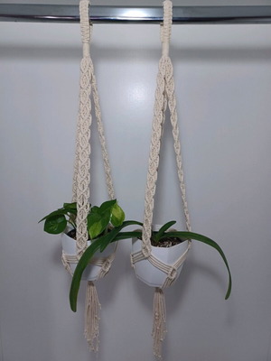 Macrame Hanging Planters Set of 2 New, 11 cm Diameter