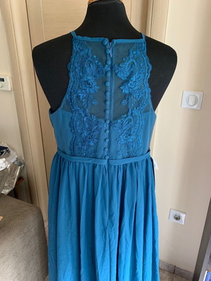 Μπλε φόρεμα γάμου καινούργιο, μέγεθος L ως XL, με θήκη