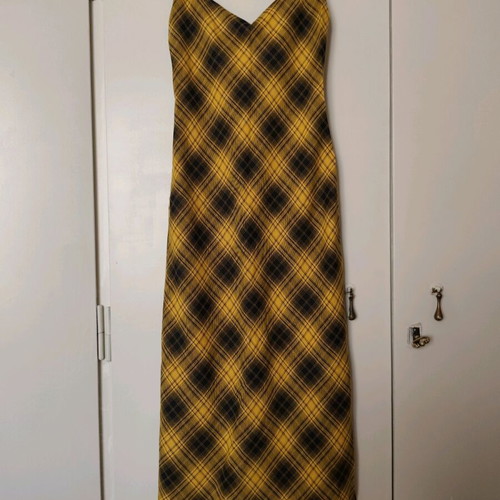 Bershka Plaid Midi Dress XS like new, yellow-black