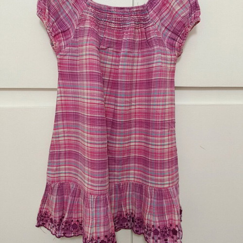 Purple checked dress used with embroidery size 104 cm for 4 years old