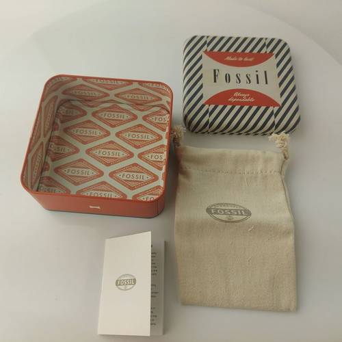 Metal Fossil watch box used