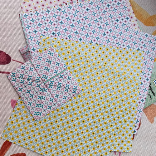 Djeco Origami paper sets used, colorful sheets for crafts