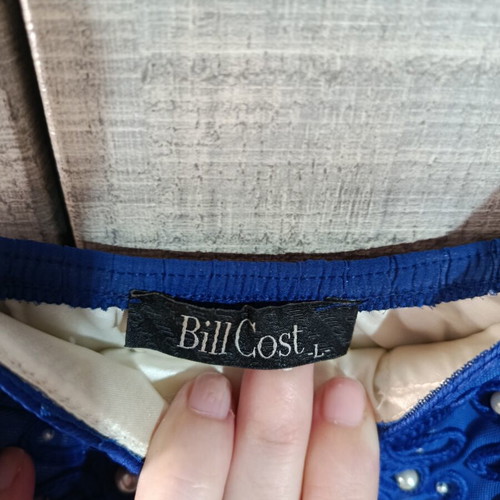 Bill Cost blue mini dress with embroidered bust and pleated skirt