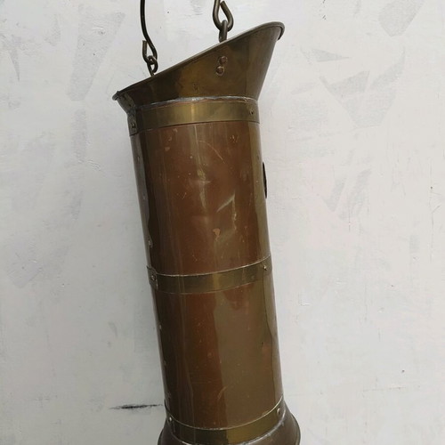 Antique copper and brass coal bucket used, 19th century Netherlands