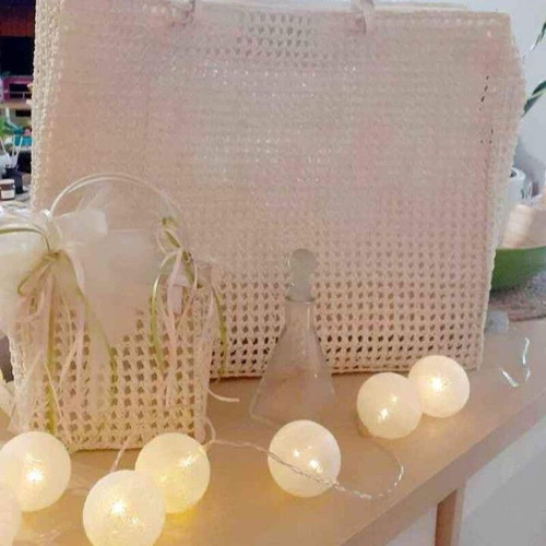 Baptism bag set like new, large straw bag and small pouch