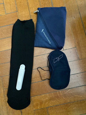 American Airlines business class sleep mask socks and toothbrush kit new
