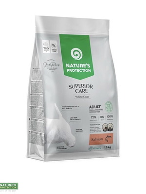 Nature's Protection Superior Care White Dogs τροφή σκύλου με σολομό για μικρόσωμες φυλές 1.5kg