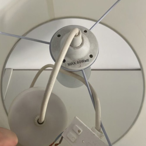 Ceiling light with white fabric shade like new