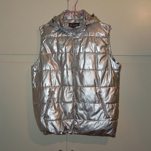 BF & GF sleeveless jacket silver metallic used XL