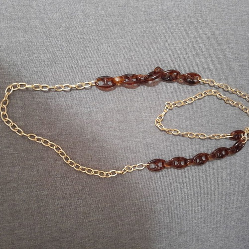 Necklace very long like new, brown and gold