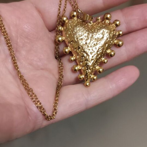 Heart pendant new, stainless steel, gold color