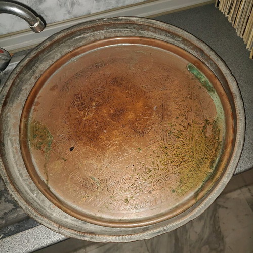 Copper trays used, pack of 16 handmade, oriental and Ottoman