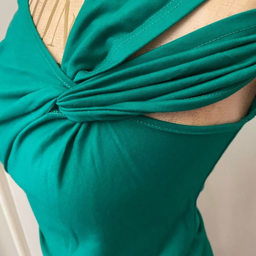 Green blouse large like new with unique shoulder cut