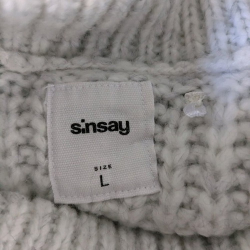 Sinsay knitted sweater L used, white and gray