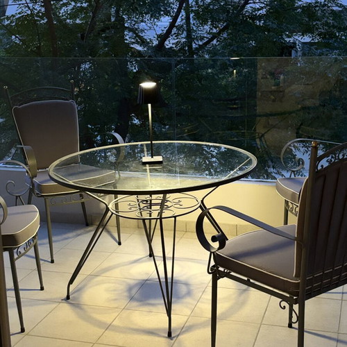 Outdoor dining set used, iron with cushions