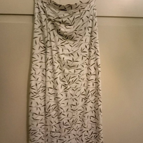 Maxi skirt summer used, cotton wrap crossover XL, white with olive leaf print