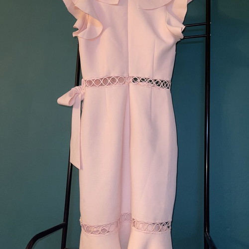 Midi dress pink with ruffles True Decadence new, size M