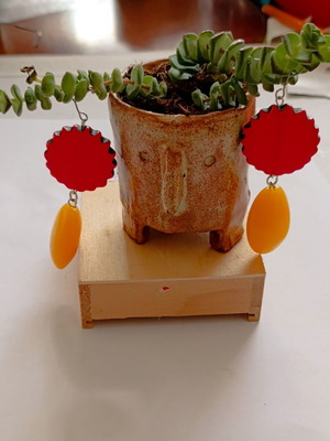 Earrings Mexican style new, colorful, stainless steel, handmade