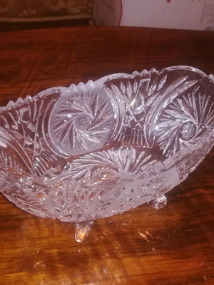 Σετ κρυστάλλινα διακοσμητικά μεταχειρισμένα με βάζο, γόνδολα και φοντανιέρα