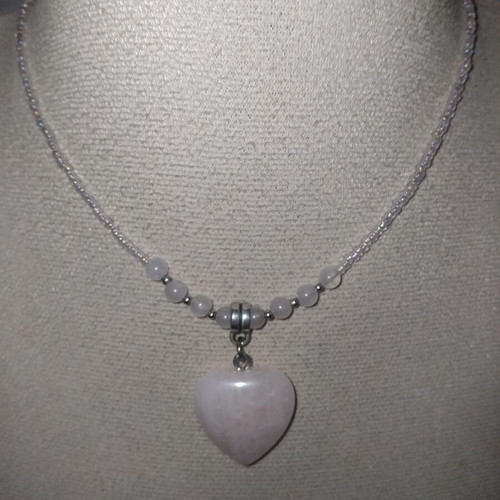 Handmade necklace with rose quartz beads and stainless steel clasp custom order