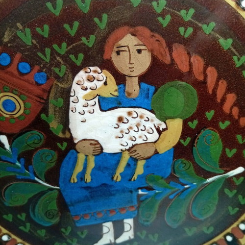 Rudolf Howald Heimberg vintage ceramic decorative plate, Swiss folk art